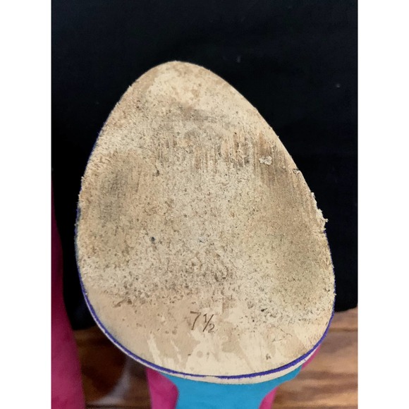 Brian Atwood Fontanne Multicolor Suede Platform Pumps - Picture 8 of 13